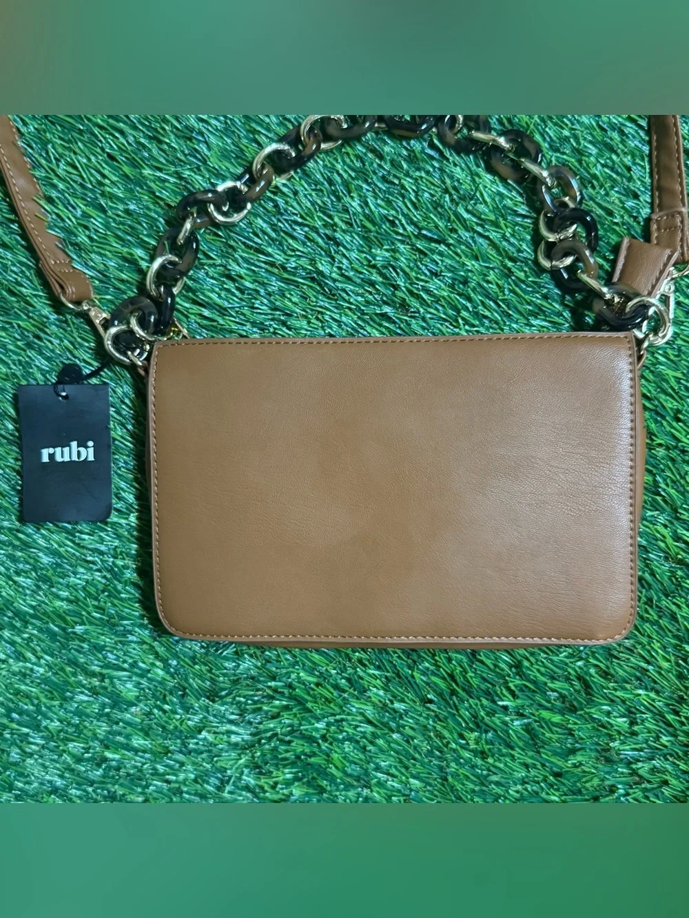 NWT Rubi Cotton On Beans Convertible Crossbody Bag Brown Chain Purse - See Note